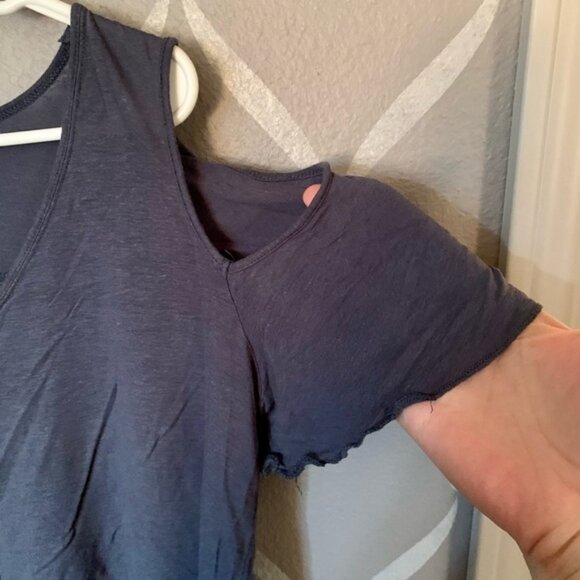 Free People Deep Blue Cold Shoulder Blouse - Picture 3 of 4